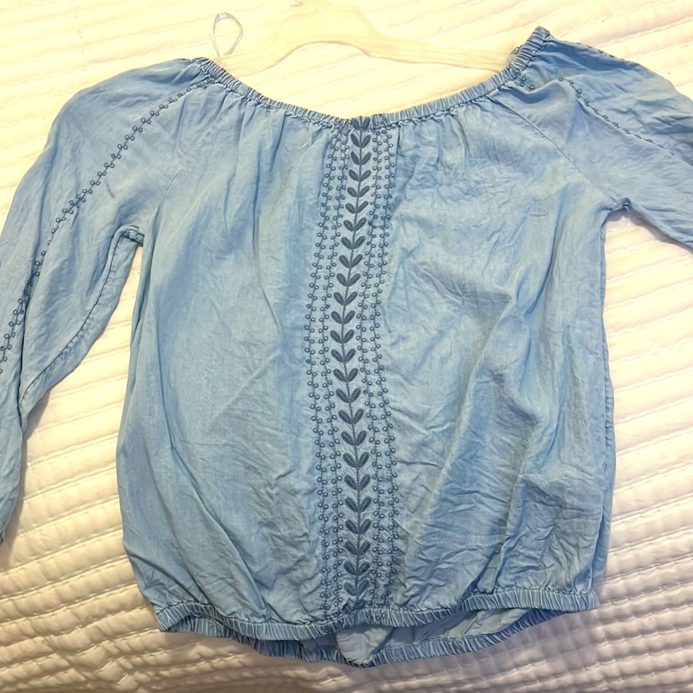 Blue small top off shoulder